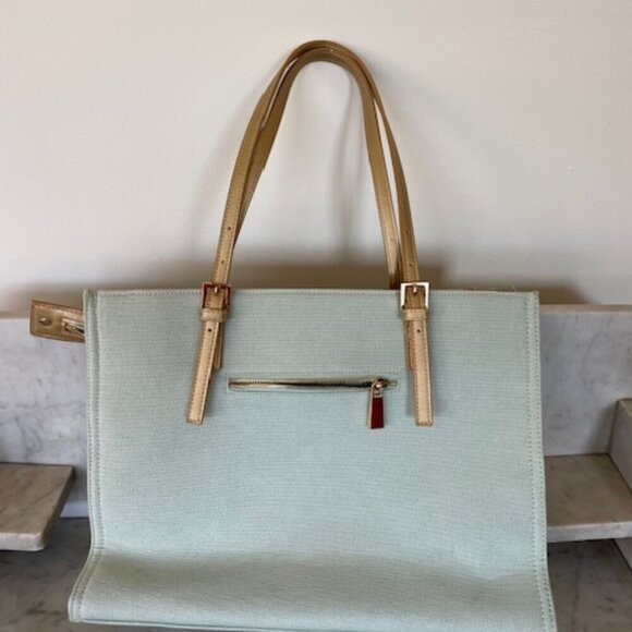 SPARTINA 449 beach life Beaded Coral Linen Blue Gold Tote Shoulder Bag - Picture 12 of 17